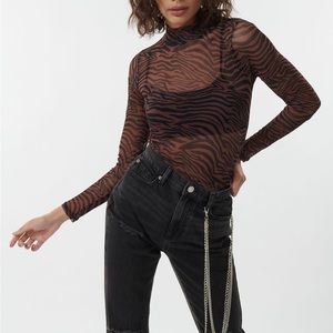 Mock neck mesh top